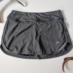 HEAD Gray Running Skirt Tennis skirt w Back Pocket